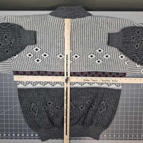 Vintage Hess Sweater Mens XL Mock Neck Italy Geometric Cosby Nordic Preppy Retro - Picture 5 of 7